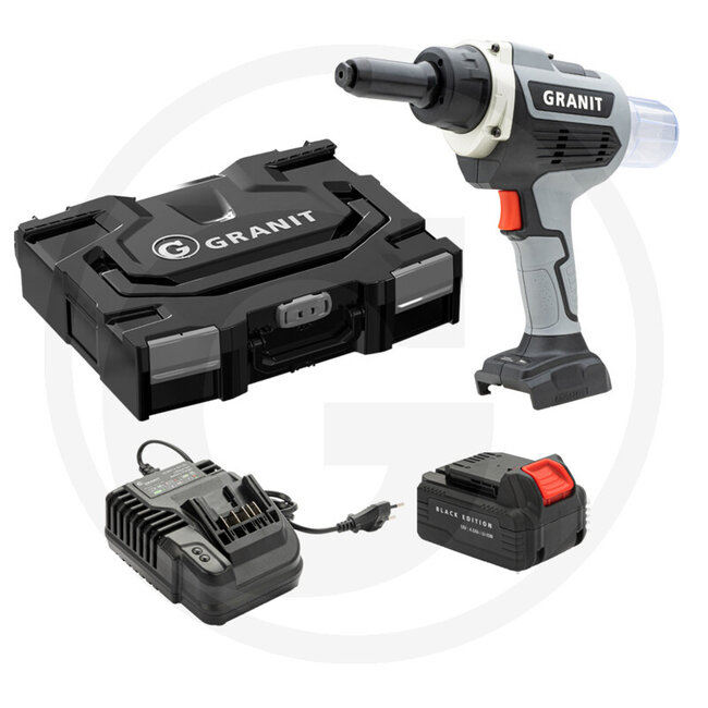 GRANIT BLACK EDITION Cordless riveting tool set incl 1x 18V 4.0 Ah lithium-ion battery and 1x battery charger - 87306040