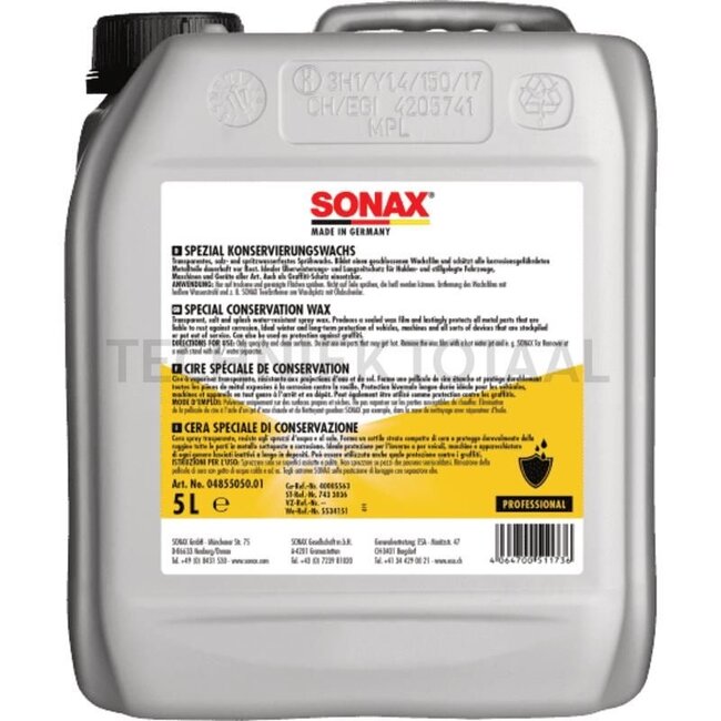 SONAX SONAX PROFESSIONAL special preservative Special wax, 5l canister - 4855050, 04855050