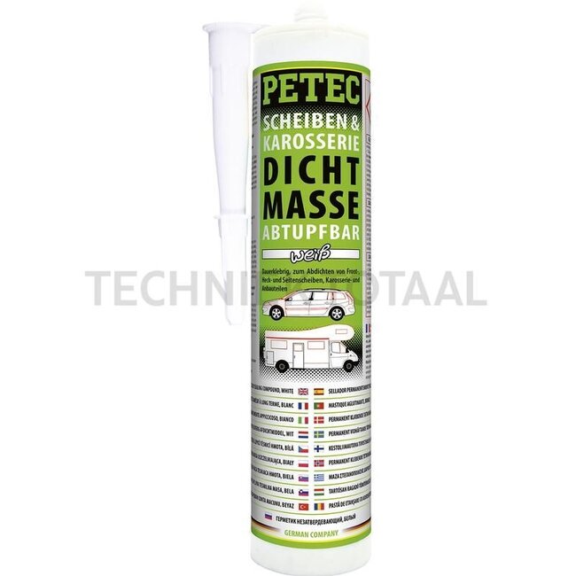 PETEC Window & Body Sealant white afdepbaar - 310 ml cartridge