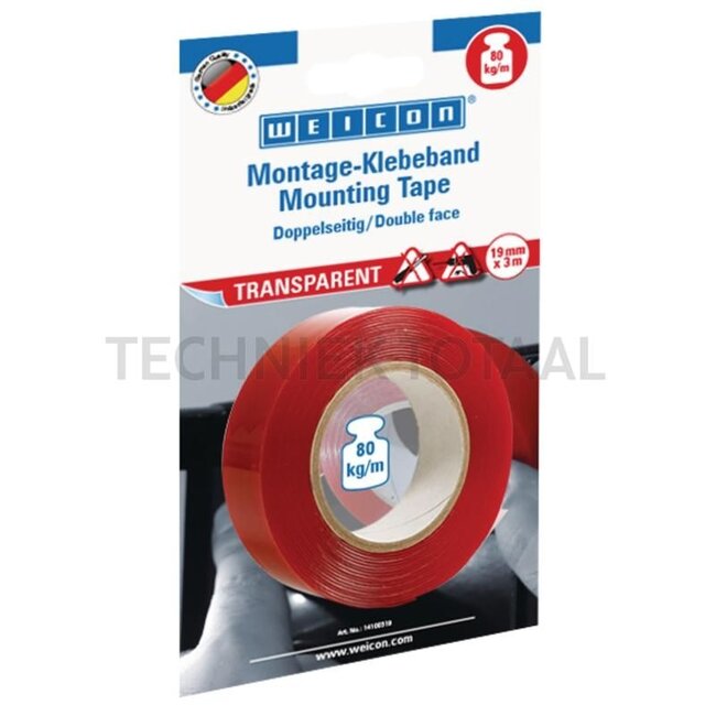 WEICON Double-sided adhesive assembly tape Transparent - 14100319