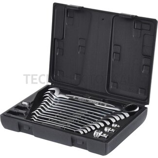 KS Tools GEARplus® ratelring-steeksleutelset, omschakelbaar, 16-delig, 8 - 19 mm, met adapter 16-delig, in een kunststof koffer