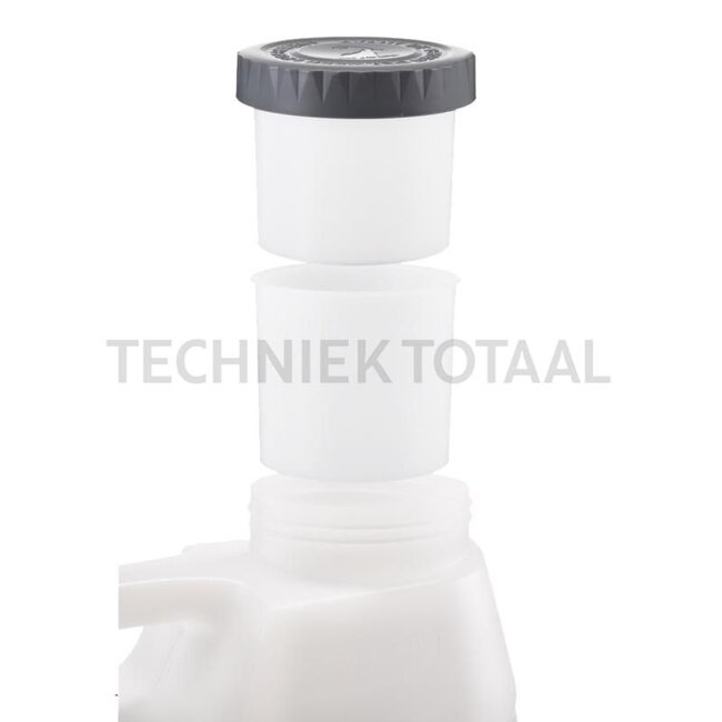 Universal filling can, transparent With locking cap, filling cap and strainer insert