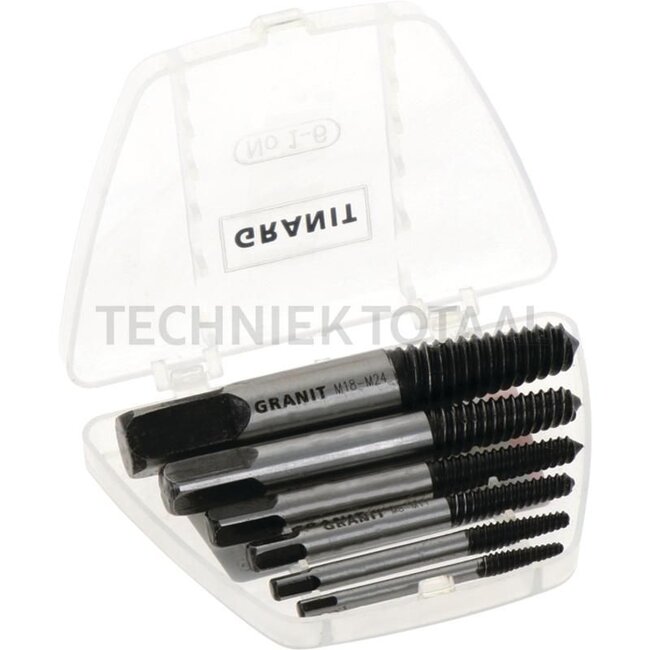 GRANIT BLACK EDITION Screw extractor set M3-M24 - 6 pieces
