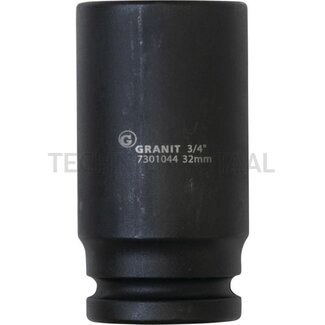 GRANIT BLACK EDITION 3/4" hexagonal impact socket, long 32mm