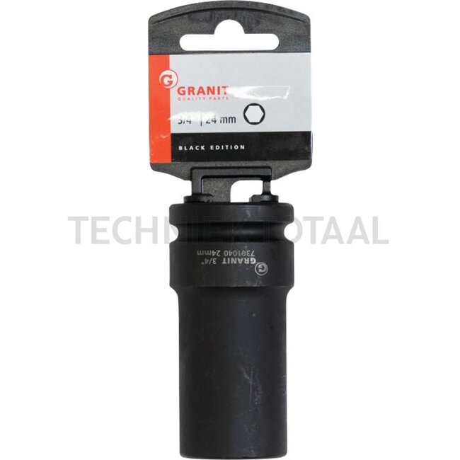 GRANIT BLACK EDITION 3/4" hexagonal impact socket, long 24mm - 73010400