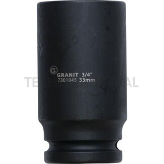 GRANIT BLACK EDITION 3/4" hexagonal impact socket, long 33mm