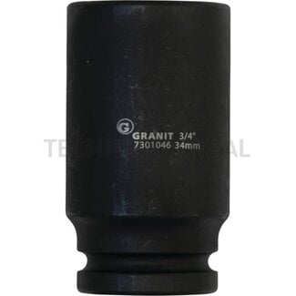 GRANIT BLACK EDITION 3/4" hexagonal impact socket, long 34mm