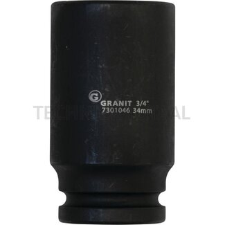 GRANIT BLACK EDITION 3/4" zeskant krachtdop, lang, 34 mm