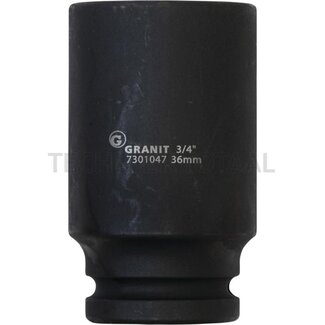 GRANIT BLACK EDITION 3/4" hexagonal impact socket, long 36mm