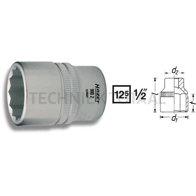 Hazet Double hex socket wrench insert - 900AZ-1/2 - 900AZ-1/2