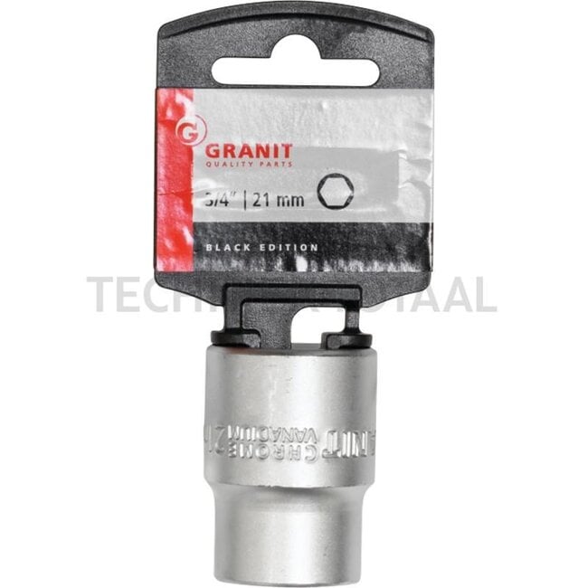 GRANIT BLACK EDITION 3/4" hexagon socket, short, 21 mm