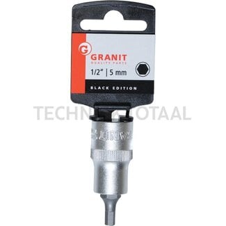 GRANIT BLACK EDITION 1/2" hexagonal bit socket, short, 5 mm