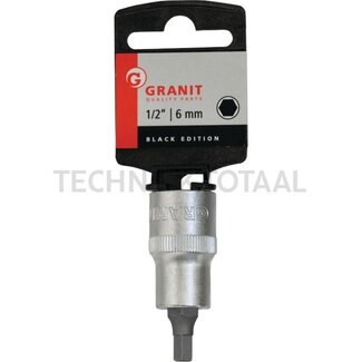 GRANIT BLACK EDITION 1/2" hexagonal bit socket, short, 6 mm