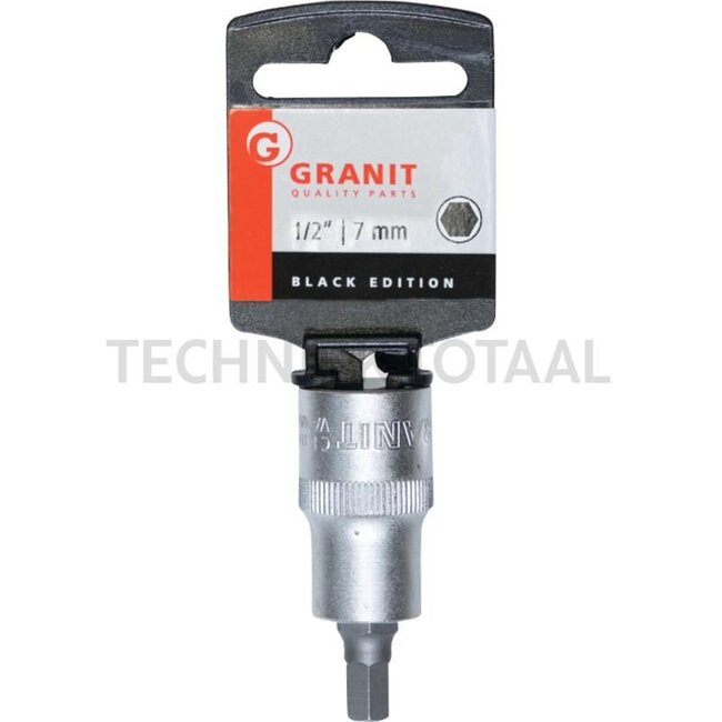 GRANIT BLACK EDITION 1/2" hexagonal bit socket, short, 7 mm