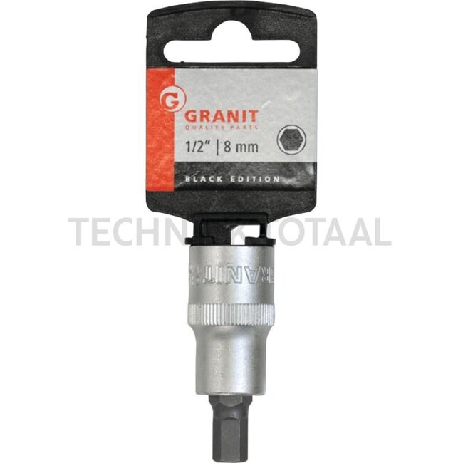 GRANIT BLACK EDITION 1/2" hexagonal bit socket, short, 8 mm