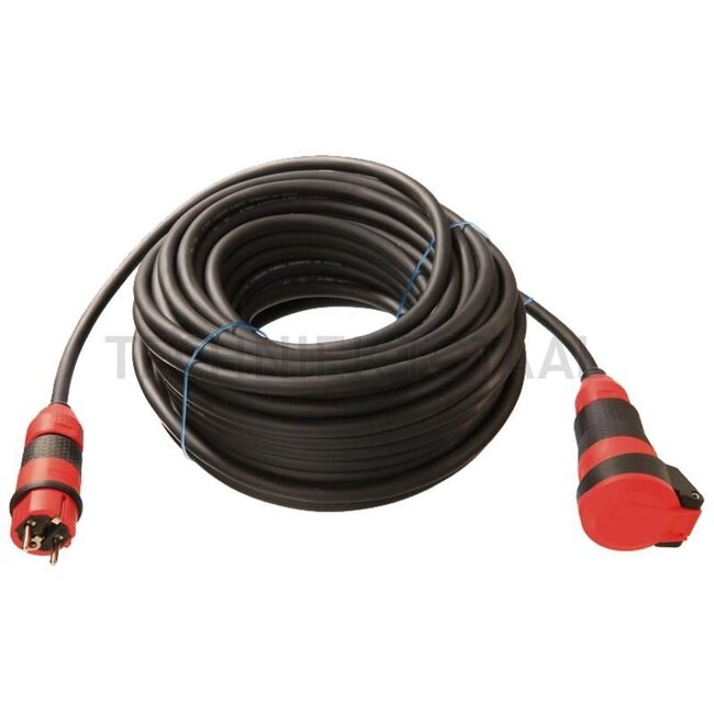 Extension cable with SCHUKOultra II plug and coupling 25 m  Heavy-duty rubber cable H07RN-F 3G1,5, black. Extremely robust extension cable with SCHUKOultra II plug and coupling, IP44 - 62251