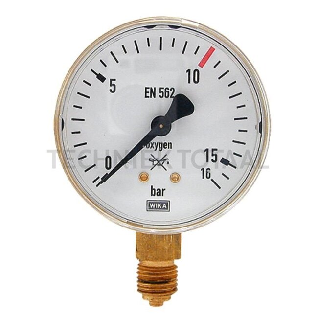 Manometer zuurstof, <br> werkdrukmanometer 0-10 / 16 bar