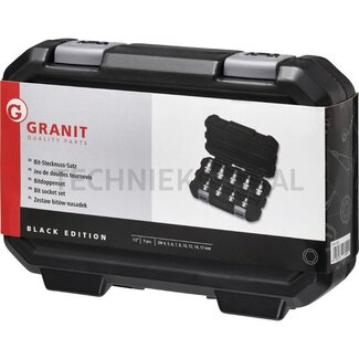 GRANIT BLACK EDITION 1/2" bit socket set, hexagonal 9 pcs.