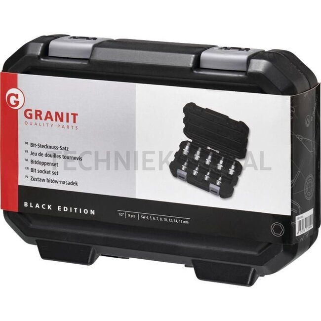 GRANIT BLACK EDITION 1/2" bit socket set, hexagonal 9 pcs. - 73010050