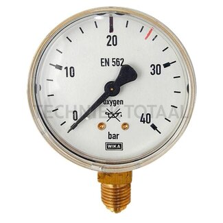 Manometer zuurstof,  werkdrukmanometer 0-20 / 40 bar