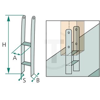 GRANIT Pfostenhalter H-Form 121 mm, B 60 mm, H 600 mm, S 5,6 mm galvanisiert