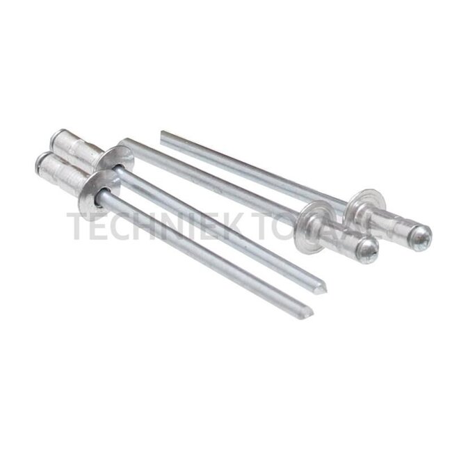 GRANIT blind rivet - 500 pcs. - 48788402 05X020, L158448 | Hole Ø: 5.1 mm | DIN: 7337 | Ø dk: 9,5 (-0,8) mm | K: 1,1 (+/-0,3) mm | Clamping range: 12,0 - 15,5 mm | Clamping length l: 12 - 16 mm | Length: 20 mm | Nominal size: 5x20 mm | Ø d: 5 mm | ISO no.: 15977