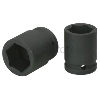 GRANIT BLACK EDITION 1" zeskant krachtdop, kort 27 mm - Sleutelmaat: 27, Uitgang: 1", Lengte 60 mm