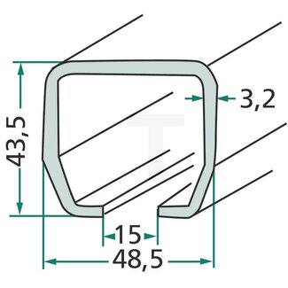Geleiderail verzinkt 43,5 x 48,5 mm - 3 meter