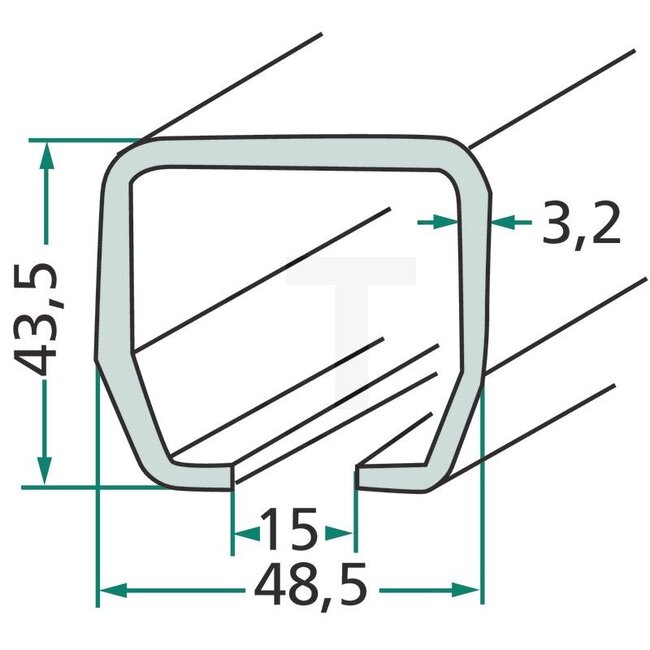 Geleiderail verzinkt, 43,5 x 48,5 mm, zonder boring, lengte 3 m - 5009040B | Uitvoering: zonder boring | Breedte (mm): 48 | Hoogte (mm): 43 | Lengte (m): 3 | Technische gegevens: • Loopbuis nr. 2, verzinkt, 3 meter <br> • Profielbuis C-rail als geleiderai