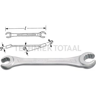 Hazet Dubbele ringsleutel (open) - Vorm: Maulstellung 15° abgewinkelt, Öffnung 15° versetzt