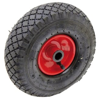 Wiel met luchtband: 3.00 x 4 Stalen velg, L + B naaf 20 x 75 mm