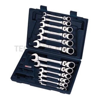 KS Tools GEARplus® scharnier ratelring-steeksleutelset, vergrendelbaar, 12-delig, 8 - 19 mm