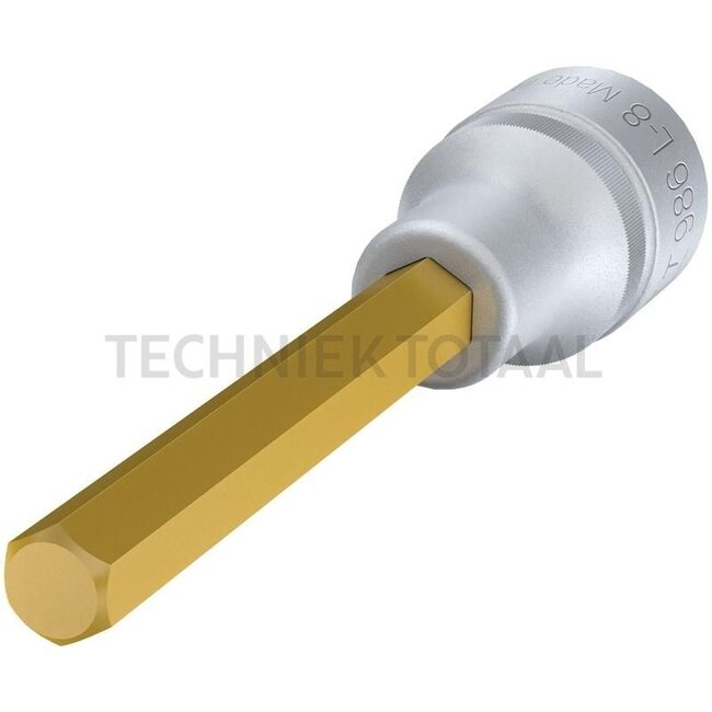 Hazet Screwdriver bit,100 mm, SW8, Tin Square 12.5 mm (1/2 inch), internal hex profile 8 mm - 986L-8 - 986L-8