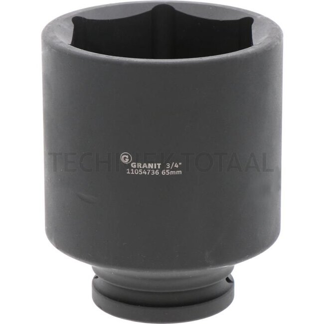 GRANIT BLACK EDITION 3/4" hexagonal impact socket long, 65 mm