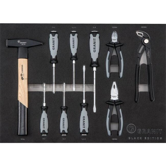 GRANIT BLACK EDITION Insert set, screwdrivers and hammers 10 pcs. - AVX10X925