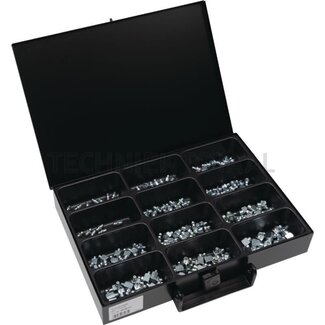 GRANIT BLACK EDITION Grease nipple assortment M6-M10 galvanized in case - 215 pieces