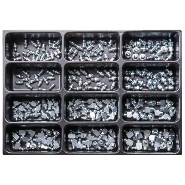 GRANIT BLACK EDITION Grease nipple assortment M6-M10 galvanized in case - 215 pieces