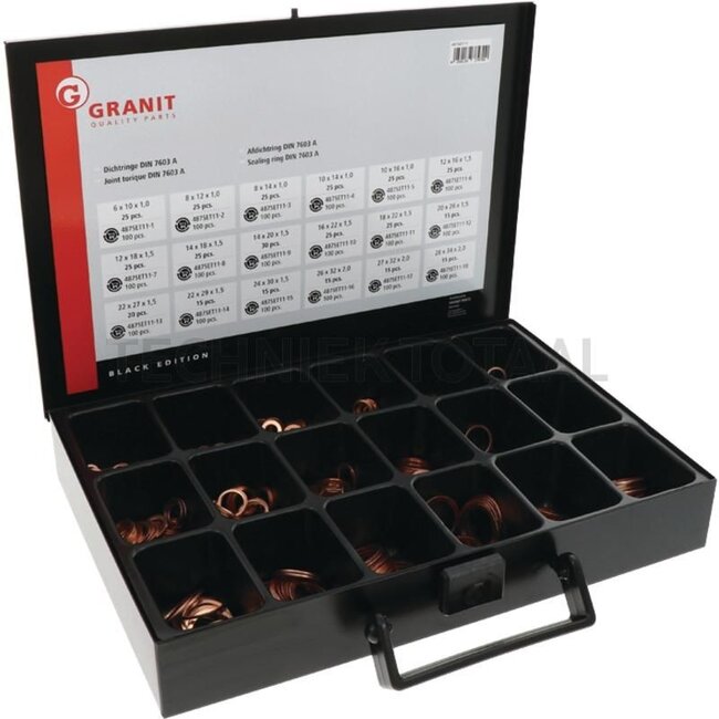 GRANIT BLACK EDITION Sortiment Dichtringe 6 x 10 x 1 bis 28 x 34 x 2 mm - 390 teilig