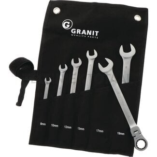 GRANIT BLACK EDITION Jointed ratchet spanner set 6 pcs.