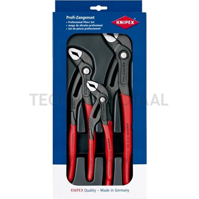 KNIPEX Waterpomptangenset 3-delig met fijnafstelling en klembescherming
