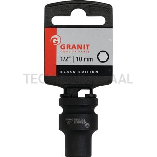 GRANIT BLACK EDITION 1/2" hexagonal impact socket, short 10mm