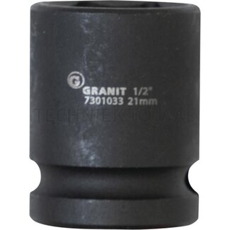 GRANIT BLACK EDITION 1/2" hexagonal impact socket, short 21mm