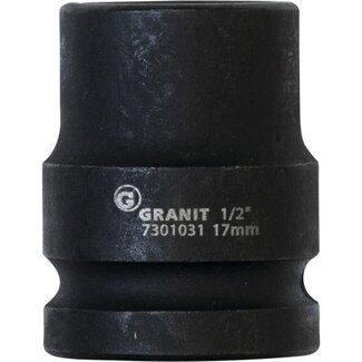 GRANIT BLACK EDITION 1/2" zeskant krachtdop, kort, 17 mm