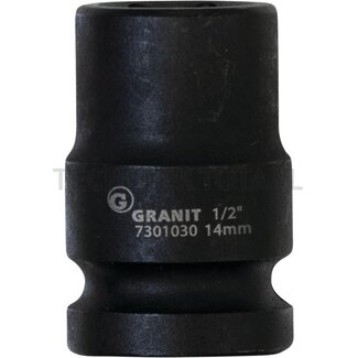 GRANIT BLACK EDITION 1/2" zeskant krachtdop, kort, 14 mm