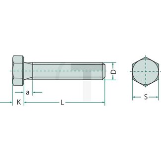 GRANIT Zeskantbouten M12x80mm DIN 933 - 25 stuks
