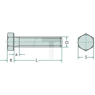 GRANIT Zeskantbouten M12x60mm DIN 933 - 50 stuks