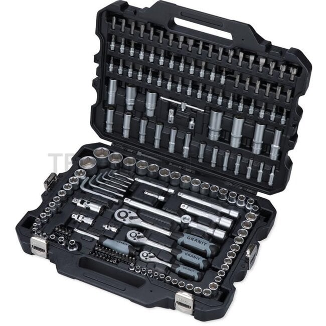 GRANIT BLACK EDITION Socket wrench set 1/4", 3/8", 1/2" 179 pcs., imperial - AF418, AF0041800