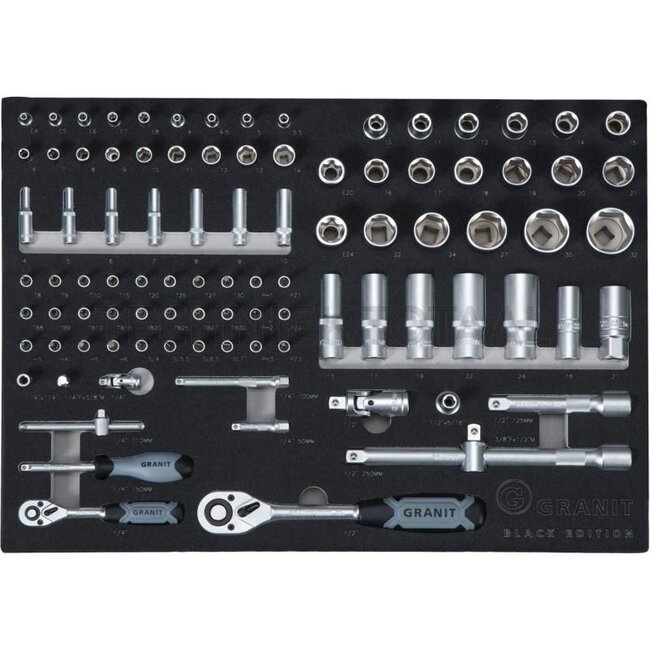 GRANIT BLACK EDITION Module set 1/2 inch krachtdoppen 280 x 407 x 40 mm - 13-piece