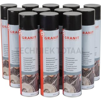 GRANIT Brake cleaner Cleaner for disc brakes, hydraulic parts, engine. Removes oil and grease. The cleaned, dry metal parts can be handled immediately after application. 600 ml aerosol can - 12 pcs. - 600 ml