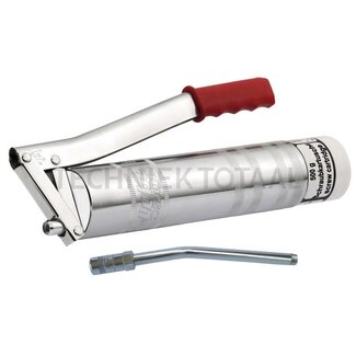 Hand lever grease gun Lube-Shuttle®500 with nozzle tube and 4-jaw gripping mouthpiece, connection thread M10 x 1